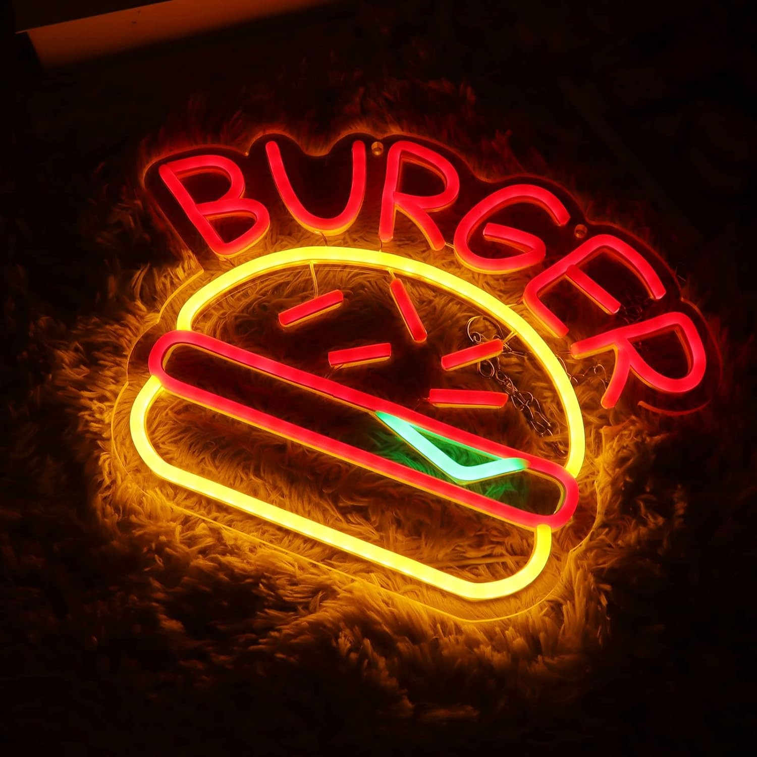 Burger Advertising upplýst glóandi LED neon skilti